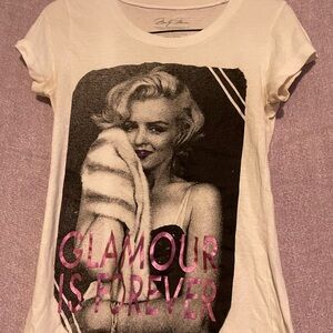 Marilyn Monroe Graphic Tee White Black Crew Neck Short Sleeve